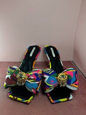 GIANNI BINI PEEKA MULTI PRINT DRESS SLIDE SANDALS (10)